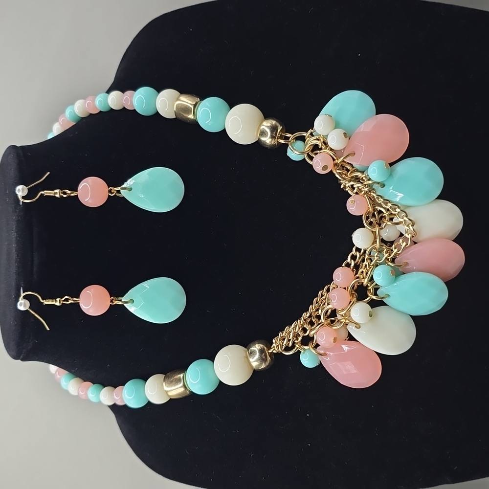 Hannah Statement Necklace Pastels Multi  Baby Shower Costume Jewelry Whimsical